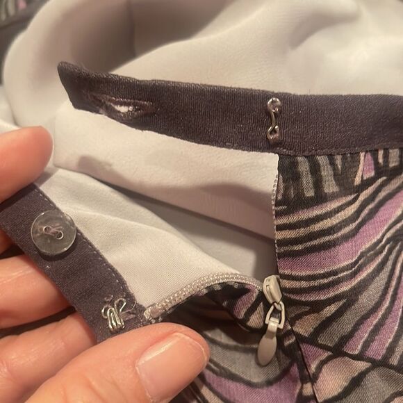 Sigrid Olsen Gray Lavender Abstract Print Plus Size Flowy Midi Skirt Sz 20W - Picture 6 of 8